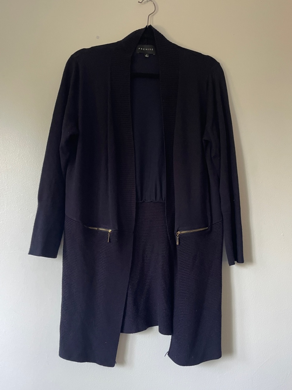 Premise Navy Open-Front Cardigan with Zip Pockets Size M